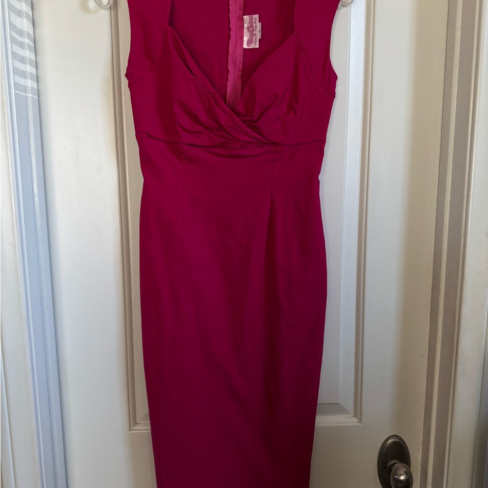 Pinup Couture “Erin” 1950s style Hot Pink Wiggle Dress Size M